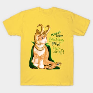 Kneel Before Lokitty Cat! T-Shirt